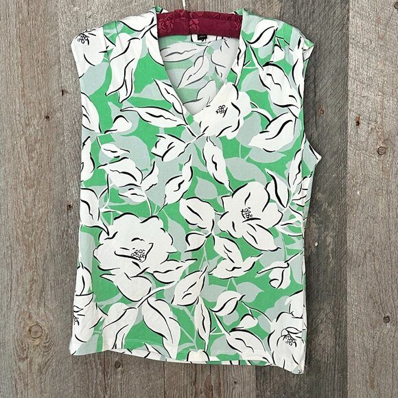 Ann Taylor Green White Floral Tank Top - Picture 4 of 8